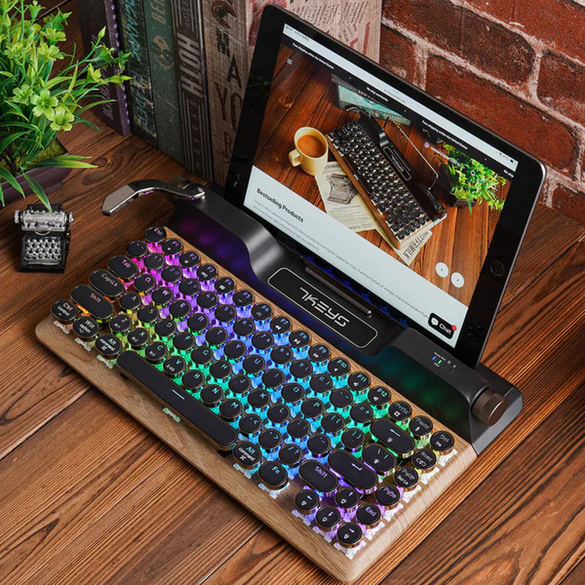 Механічна бездротова клавіатура 7KEYS TW1868 Retro Typewriter Keyboard